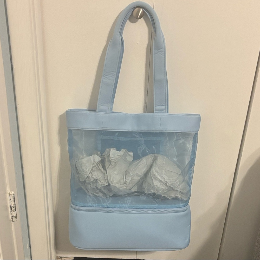 Shade & Shore Baby Blue Clear beach Panel Tote new but with no tag